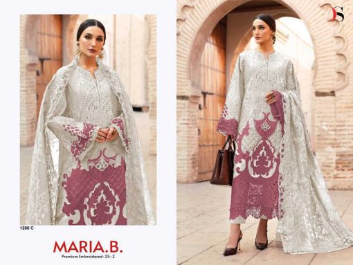 Deepsy Maria B Premium Embroidered 25 Vol 2 Hit Design Chiffon Cotton Salwar Suit Catalog 4 Pcs - Image 4