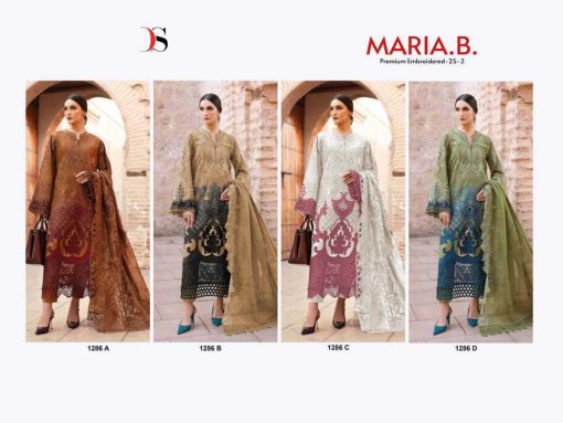 Deepsy Maria B Premium Embroidered 25 Vol 2 Hit Design Chiffon Cotton Salwar Suit Catalog 4 Pcs - Image 6