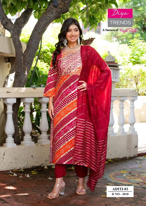 Diya Trends Aditi Vol 3 by Kajal Style Rayon Kurti with Dupatta Bottom Catalog 10 Pcs - Image 2
