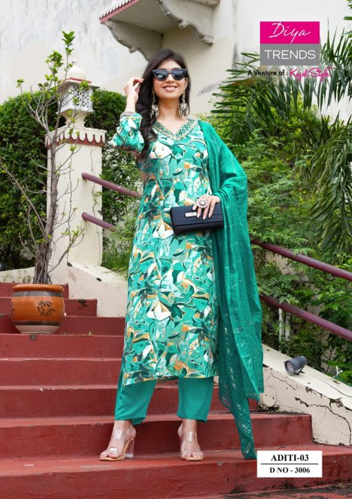 Diya Trends Aditi Vol 3 by Kajal Style Rayon Kurti with Dupatta Bottom Catalog 10 Pcs - Image 11