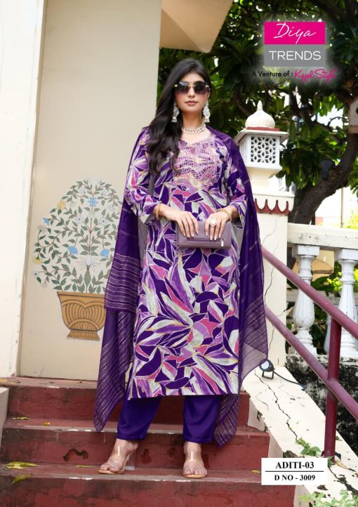 Diya Trends Aditi Vol 3 by Kajal Style Rayon Kurti with Dupatta Bottom Catalog 10 Pcs - Image 3