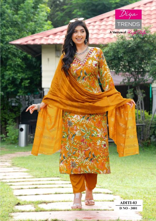 Diya Trends Aditi Vol 3 by Kajal Style Rayon Kurti with Dupatta Bottom Catalog 10 Pcs - Image 6