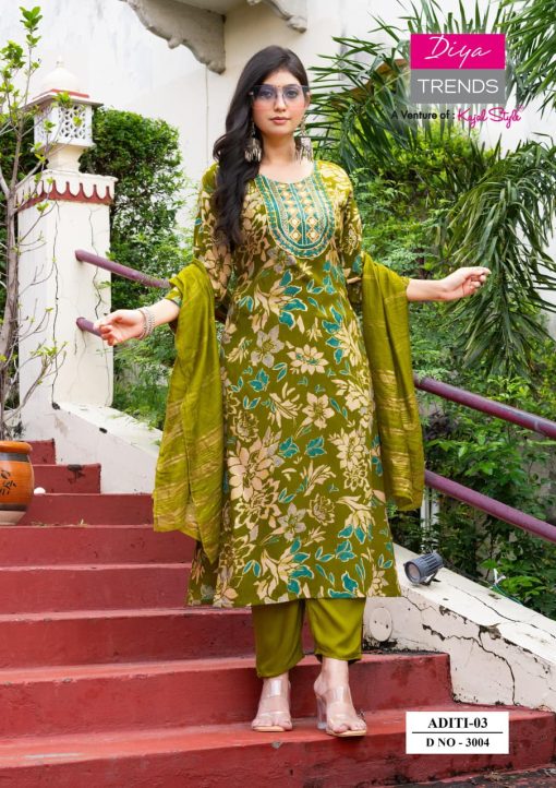 Diya Trends Aditi Vol 3 by Kajal Style Rayon Kurti with Dupatta Bottom Catalog 10 Pcs - Image 7