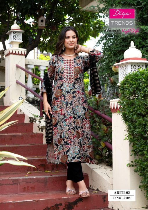 Diya Trends Aditi Vol 3 by Kajal Style Rayon Kurti with Dupatta Bottom Catalog 10 Pcs - Image 9