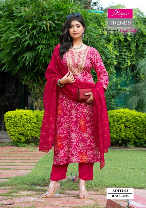 Diya Trends Aditi Vol 3 by Kajal Style Rayon Kurti with Dupatta Bottom Catalog 10 Pcs - Image 10