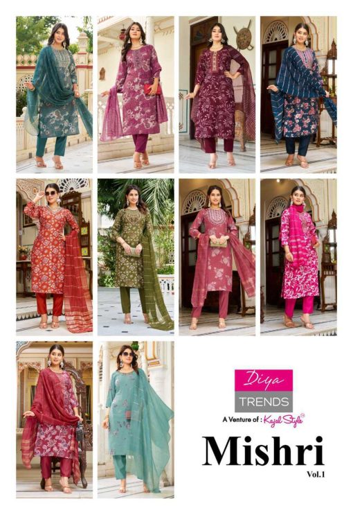 Diya Trends Mishri Vol 1 by Kajal Style Fancy Kurti with Dupatta Bottom Catalog 10 Pcs - Image 13
