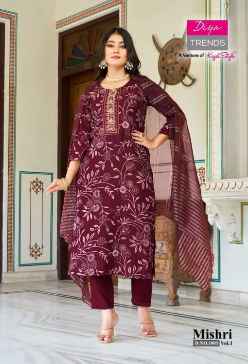 Diya Trends Mishri Vol 1 by Kajal Style Fancy Kurti with Dupatta Bottom Catalog 10 Pcs - Image 5