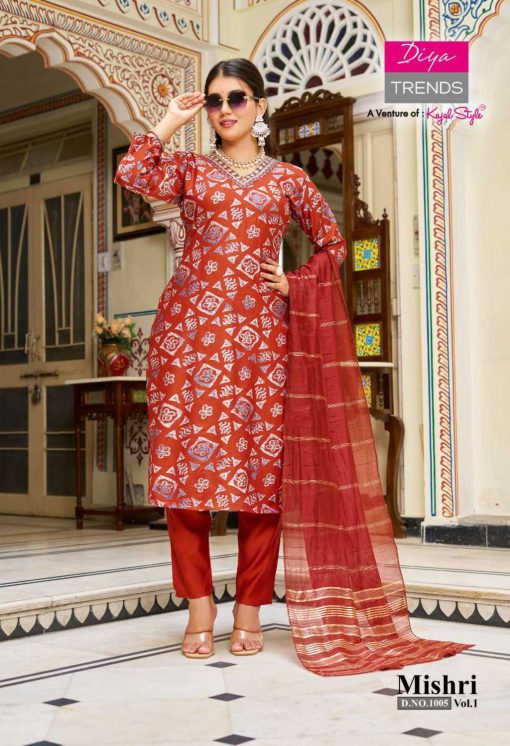 Diya Trends Mishri Vol 1 by Kajal Style Fancy Kurti with Dupatta Bottom Catalog 10 Pcs - Image 7