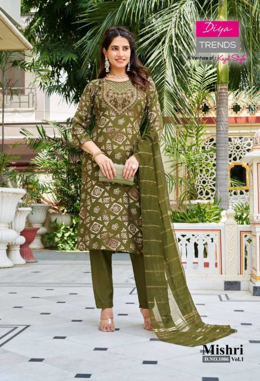 Diya Trends Mishri Vol 1 by Kajal Style Fancy Kurti with Dupatta Bottom Catalog 10 Pcs - Image 8