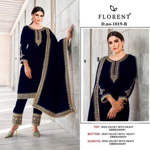 Florent DN 1019 A-D Velvet Collection Salwar Suit Catalog 4 Pcs - Image 3