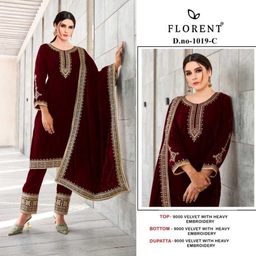 Florent DN 1019 A-D Velvet Collection Salwar Suit Catalog 4 Pcs - Image 4