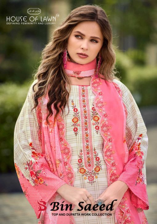 House of Lawn Bin Saeed Cotton Salwar Suit Catalog 4 Pcs - Image 2