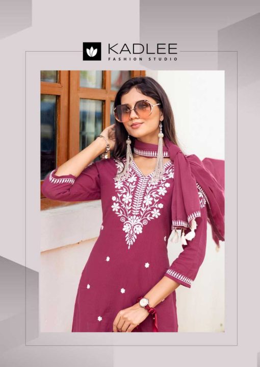 Kadlee Aarya Cotton Kurti with Dupatta Bottom Catalog 6 Pcs - Image 3
