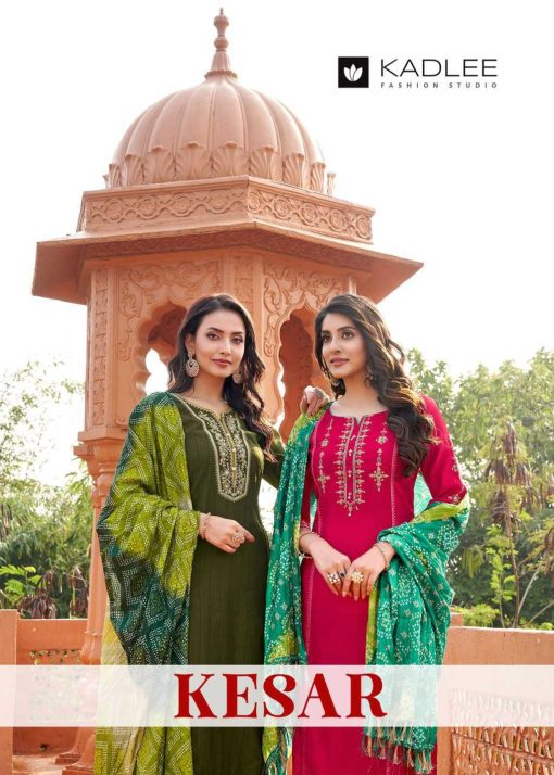 Kadlee Kesar Viscose Kurti with Dupatta Bottom Catalog 4 Pcs - Image 3