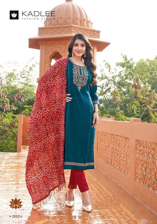 Kadlee Kesar Viscose Kurti with Dupatta Bottom Catalog 4 Pcs - Image 4