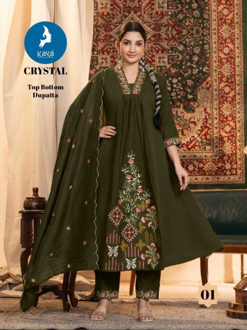 Kaya Crystal Chanderi Readymade Salwar Suit Catalog 6 Pcs - Image 4