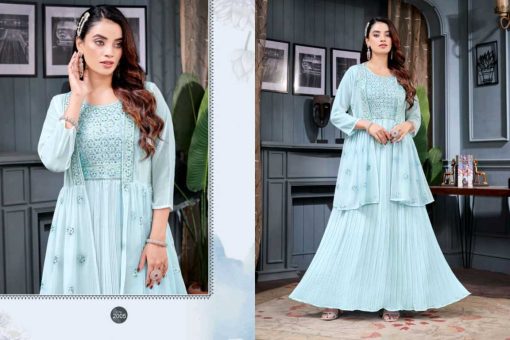 Khushi Morni Gown with Jacket Georgette Catalog 6 Pcs - Image 8