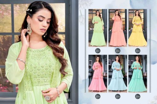 Khushi Morni Gown with Jacket Georgette Catalog 6 Pcs - Image 9