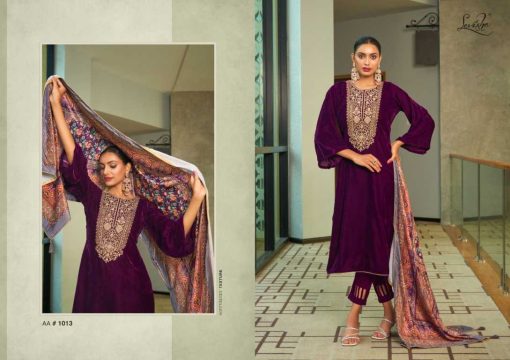 Levisha Aarohi Velvet Pashmina Salwar Suit Catalog 5 Pcs - Image 4