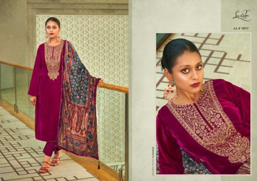 Levisha Aarohi Velvet Pashmina Salwar Suit Catalog 5 Pcs - Image 6