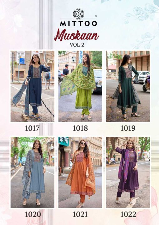 Mittoo Muskaan Vol 2 Silk Kurti with Dupatta Bottom Catalog 6 Pcs - Image 12