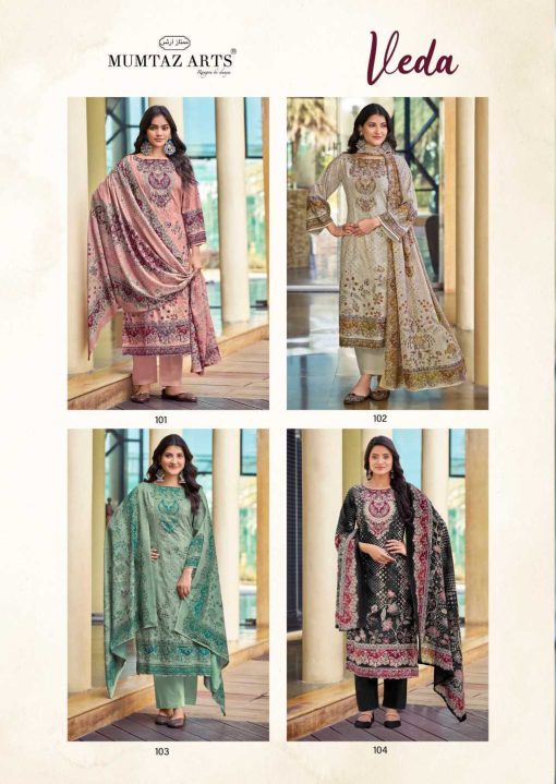 Mumtaz Arts Veda Satin Salwar Suit Catalog 4 Pcs - Image 8
