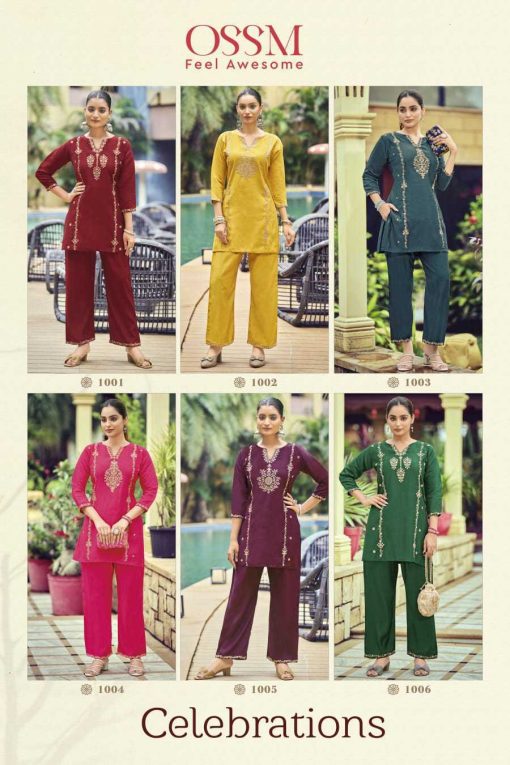 Ossm Celebrations Kurti with Bottom Silk Catalog 6 Pcs - Image 9