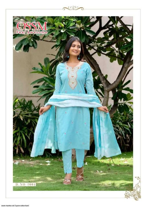Ossm Mantra Vol 2 Kurti with Bottom Cotton Catalog 6 Pcs - Image 2