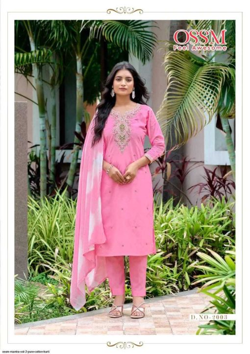 Ossm Mantra Vol 2 Kurti with Bottom Cotton Catalog 6 Pcs - Image 3