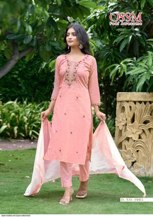 Ossm Mantra Vol 2 Kurti with Bottom Cotton Catalog 6 Pcs - Image 4