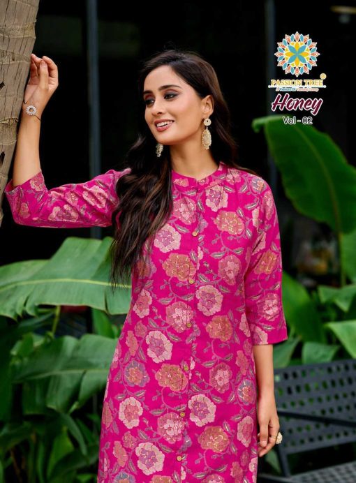 Passion Tree Honey Vol 2 Kurti with Bottom Fancy Catalog 6 Pcs - Image 2