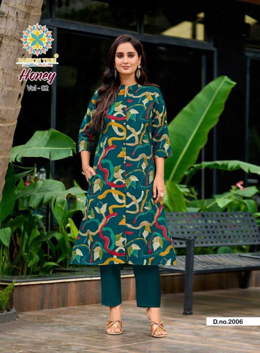 Passion Tree Honey Vol 2 Kurti with Bottom Fancy Catalog 6 Pcs - Image 11