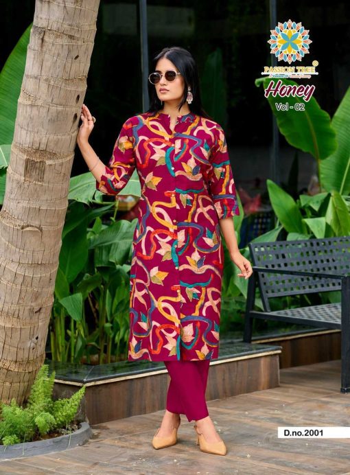 Passion Tree Honey Vol 2 Kurti with Bottom Fancy Catalog 6 Pcs - Image 5