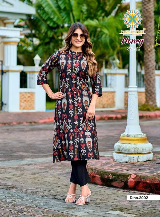 Passion Tree Honey Vol 2 Kurti with Bottom Fancy Catalog 6 Pcs - Image 6