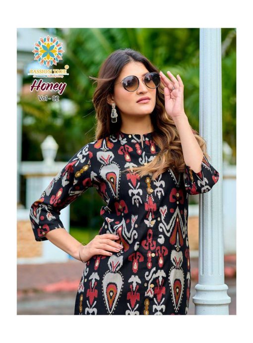 Passion Tree Honey Vol 2 Kurti with Bottom Fancy Catalog 6 Pcs - Image 7