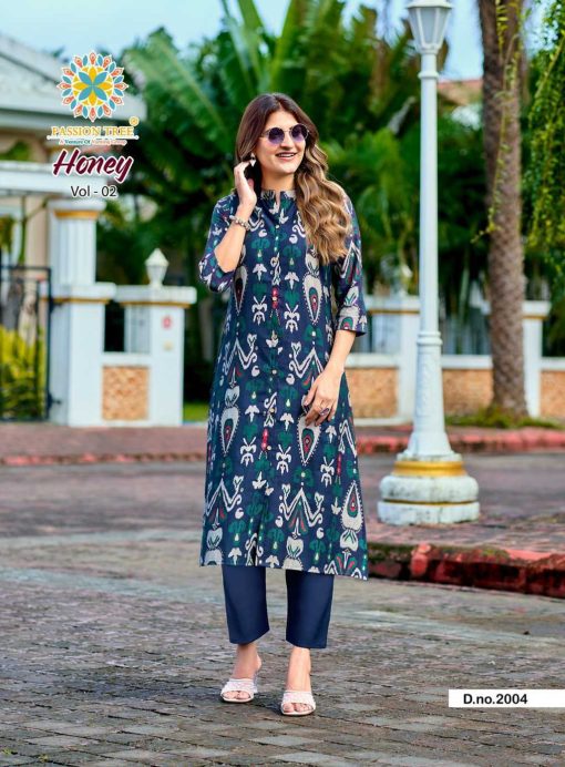 Passion Tree Honey Vol 2 Kurti with Bottom Fancy Catalog 6 Pcs - Image 9