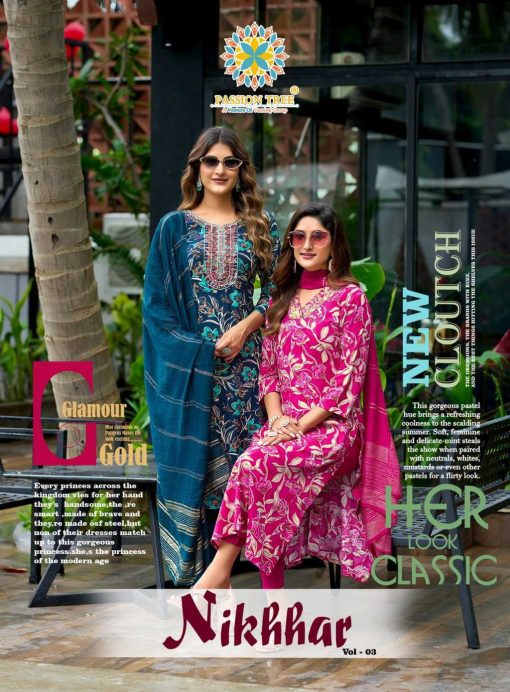 Passion Tree Nikhaar Vol 3 Kurti with Dupatta Bottom Rayon Catalog 8 Pcs - Image 2