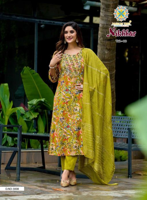 Passion Tree Nikhaar Vol 3 Kurti with Dupatta Bottom Rayon Catalog 8 Pcs - Image 11