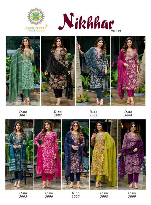 Passion Tree Nikhaar Vol 3 Kurti with Dupatta Bottom Rayon Catalog 8 Pcs - Image 14