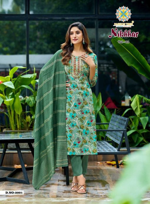 Passion Tree Nikhaar Vol 3 Kurti with Dupatta Bottom Rayon Catalog 8 Pcs - Image 4