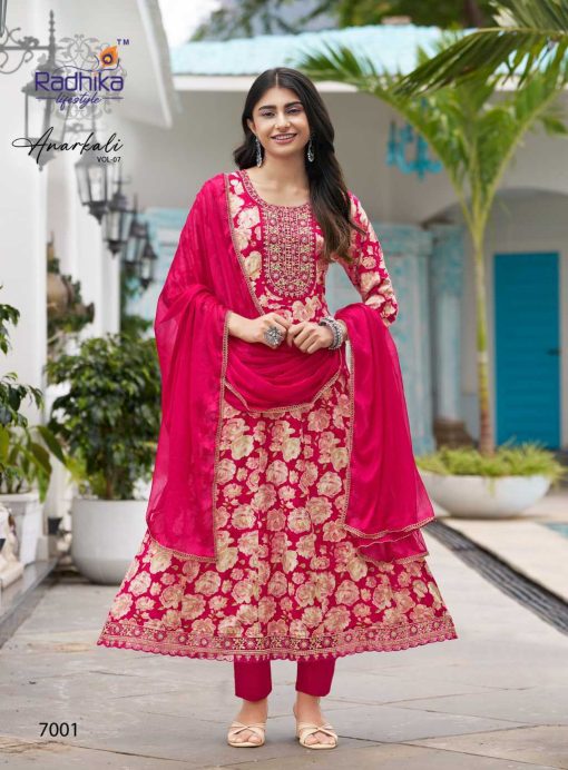 Radhika Anarkali Vol 7 Kurti with Dupatta Bottom Rayon Catalog 6 Pcs - Image 3
