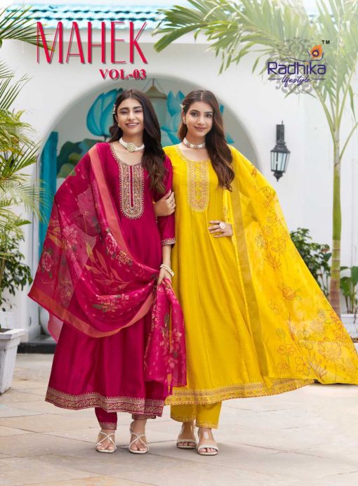 Radhika Mahek Vol 3 Kurti with Dupatta Bottom Silk Catalog 6 Pcs - Image 2