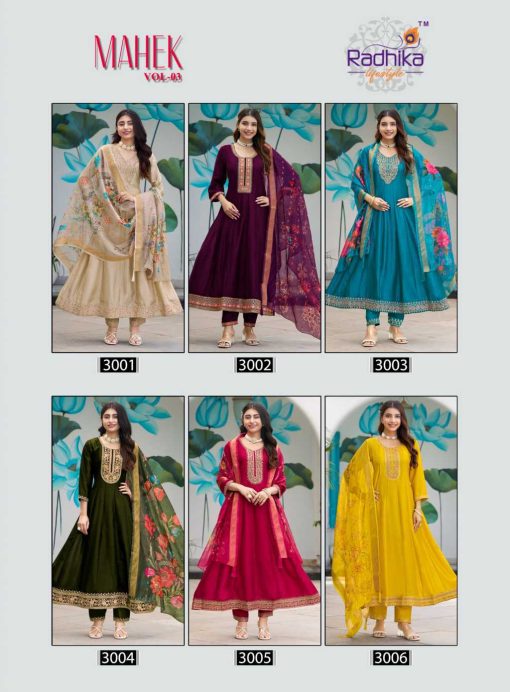 Radhika Mahek Vol 3 Kurti with Dupatta Bottom Silk Catalog 6 Pcs - Image 9