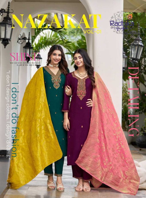 Radhika Nazakat Vol 1 Kurti with Dupatta Bottom Silk Catalog 6 Pcs - Image 2