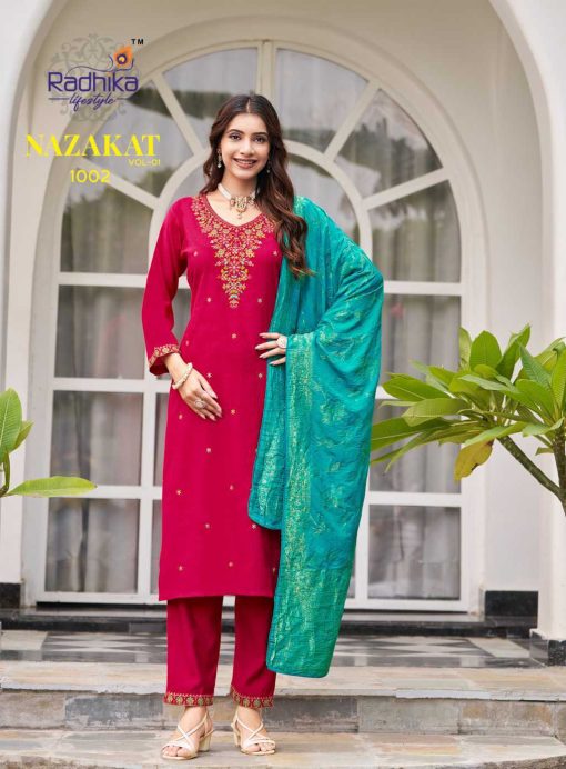 Radhika Nazakat Vol 1 Kurti with Dupatta Bottom Silk Catalog 6 Pcs - Image 4