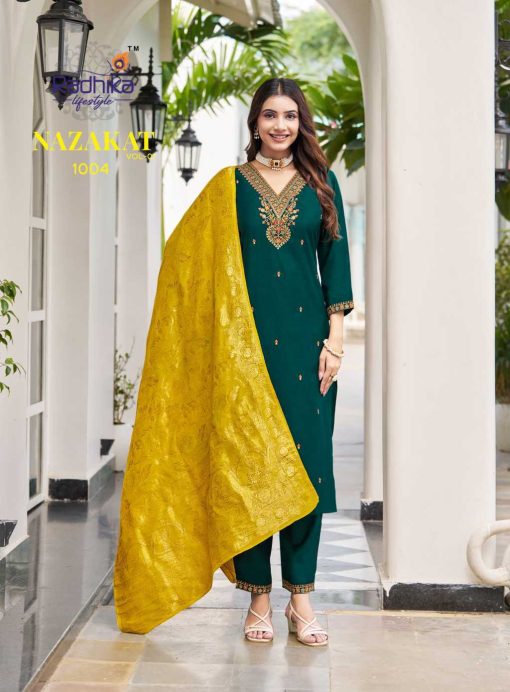 Radhika Nazakat Vol 1 Kurti with Dupatta Bottom Silk Catalog 6 Pcs - Image 6