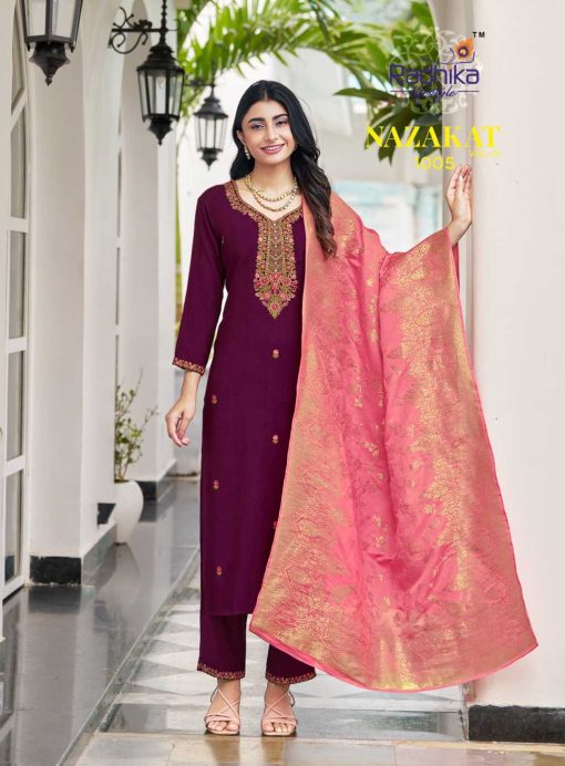 Radhika Nazakat Vol 1 Kurti with Dupatta Bottom Silk Catalog 6 Pcs - Image 7