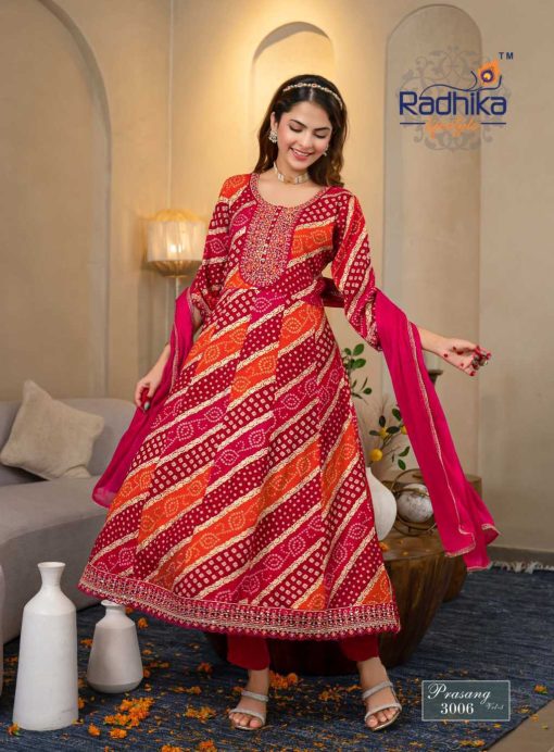 Radhika Prasang Vol 3 Kurti with Dupatta Bottom Rayon Catalog 6 Pcs - Image 9