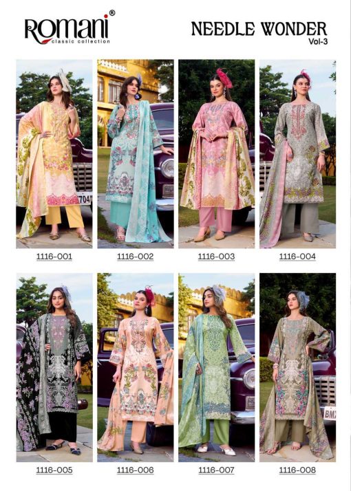 Romani Needle Wonder Vol 3 Cotton Salwar Suit Catalog 8 Pcs - Image 15