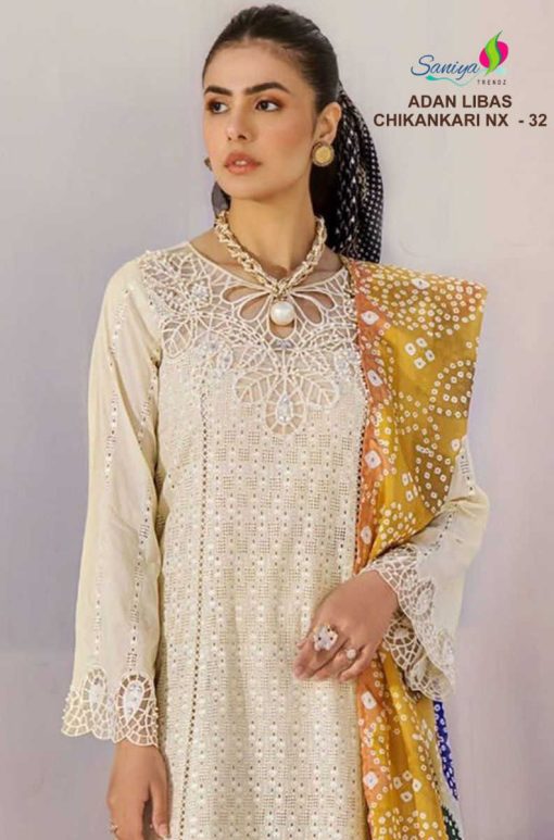 Saniya Trendz Adan Libas Chikankari Vol 32 NX Cotton Salwar Suit Catalog 3 Pcs - Image 2